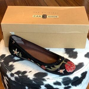 NIB The Original Car Shoe Black Floral Flats PRADA